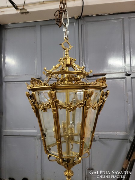 8 Angled copper chandelier, trolley lamp