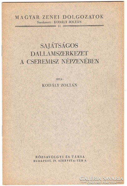 Kodály Zoltán: Sajátságos Dallamszerkezet A Cseremisz Népzenében  1935