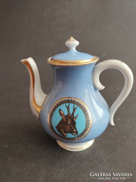 Antique porcelain spout with hunting dog and deer scene - ep