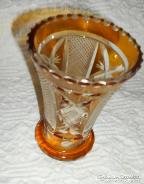 Bider stíl üveg  pohár  -csiszolt díszítéssel