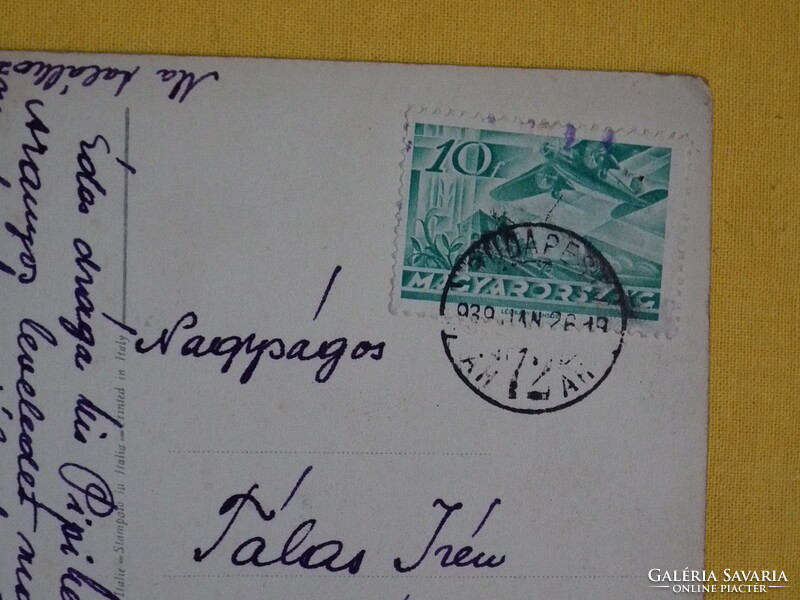 Postcard from 1939, Italian print in Hungarian circulation - 1936 plane (iii.) with stamp