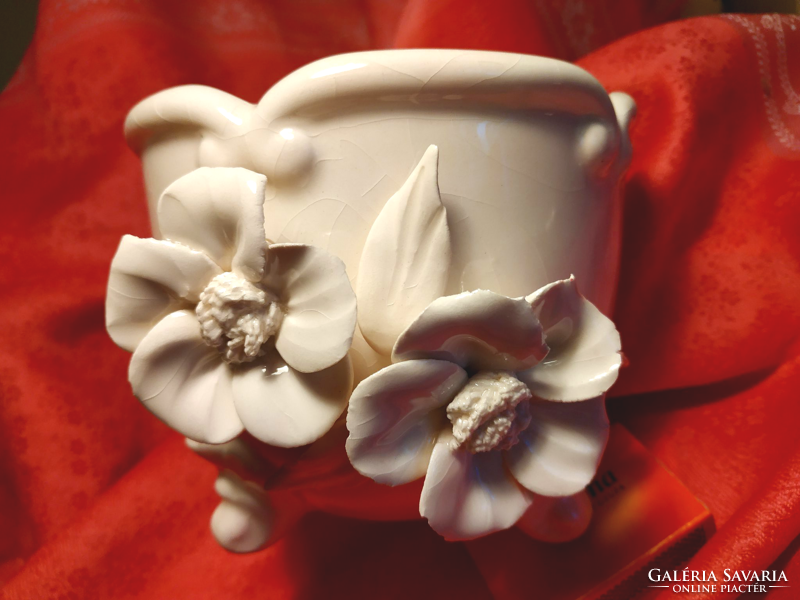 Antique white rose pot