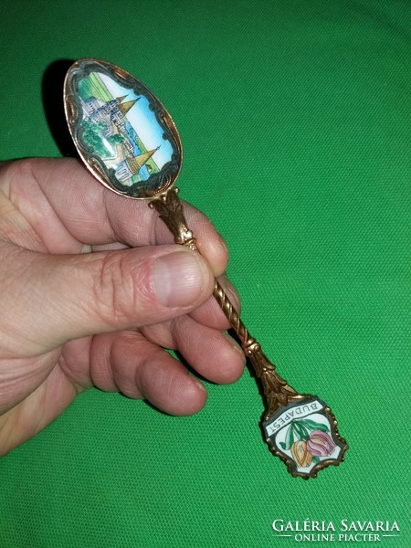 Antique fire-enamel copper ornament coffee spoon souvenir shop Budapest travel souvenir according to the pictures