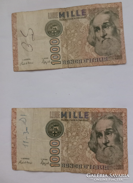 1000 (olasz) líra 2 db bankjegy
