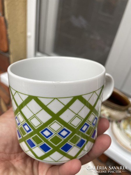 Alföldi porcelain in-house factory checkered cube patterned mug mugs collector's piece of nostalgia