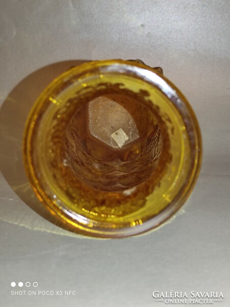 Pavel panek sklo union amber relief rose glass vase