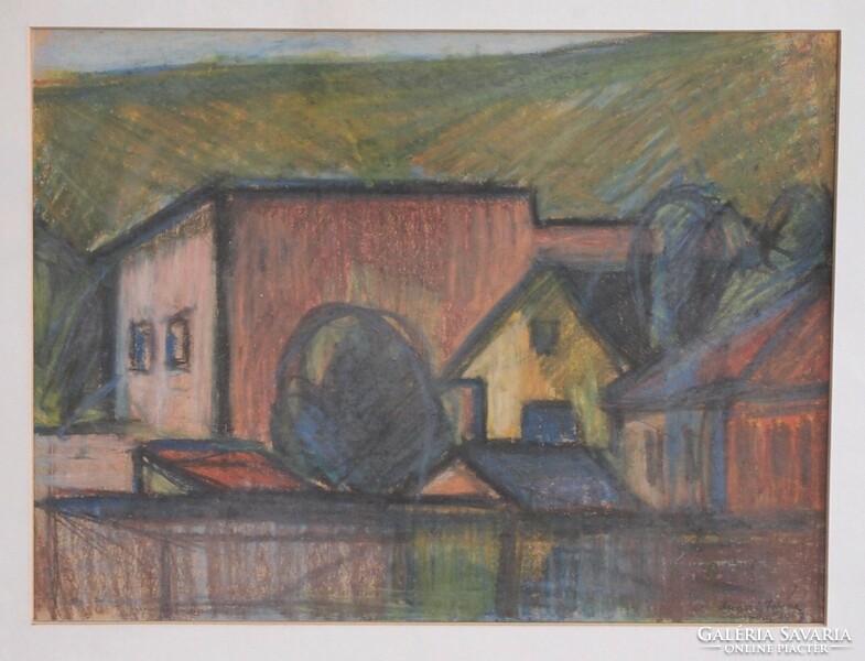 Chalk picture, István Mizsei, 1962, 30.5 X 23.5 Cm
