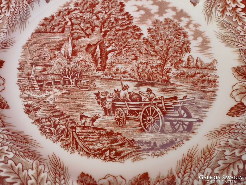Spectacular English porcelain large flat serving bowl, centerpiece