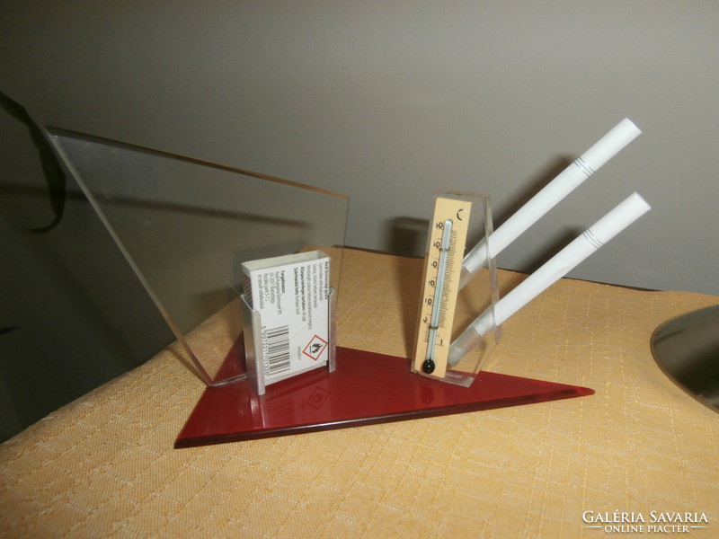 Plexiglass thermometer-match holder