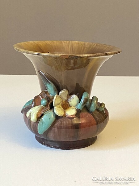 Hop art deco painted ceramic vase with flower decor 10.5 Cm