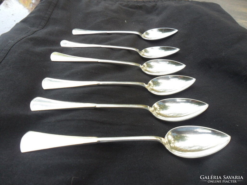 Set of 6 English-style silver tea spoons