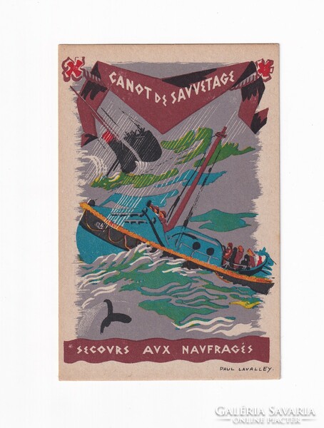 Art postcard paul lavalley 1940-1944 (the lifeboat) postman