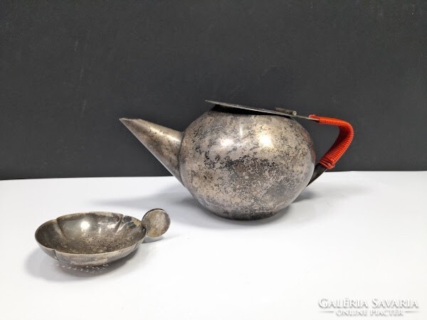 Art deco silver plated wmf teapot and tea strainer, circa 1930-40 - 51358