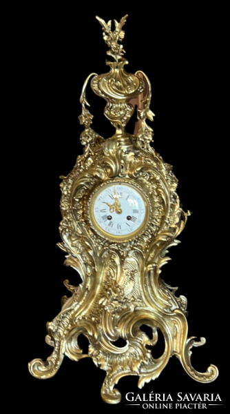 Antique xxl baroque style copper mantel clock in restored condition