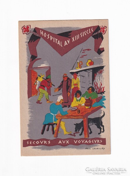 Művészi képeslap Paul Lavalley 1940-1944 (Kórház XIII. században) postatiszta