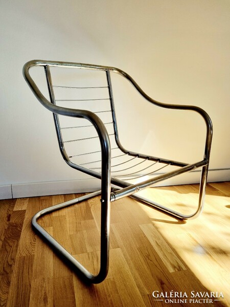 Mid-century tubular frame armchair, armchair