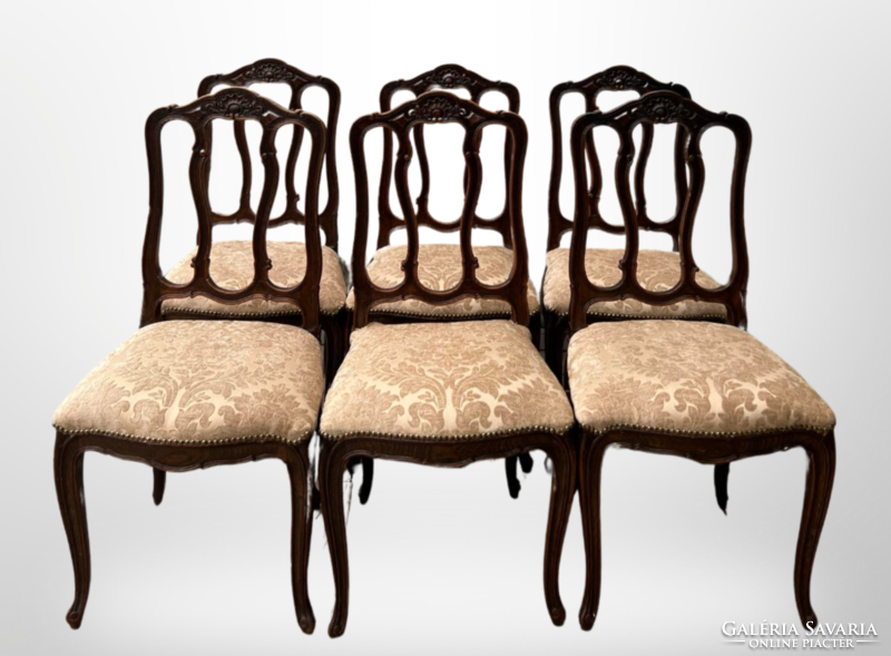 6 db restaurált antik kárpitozott támlás szék