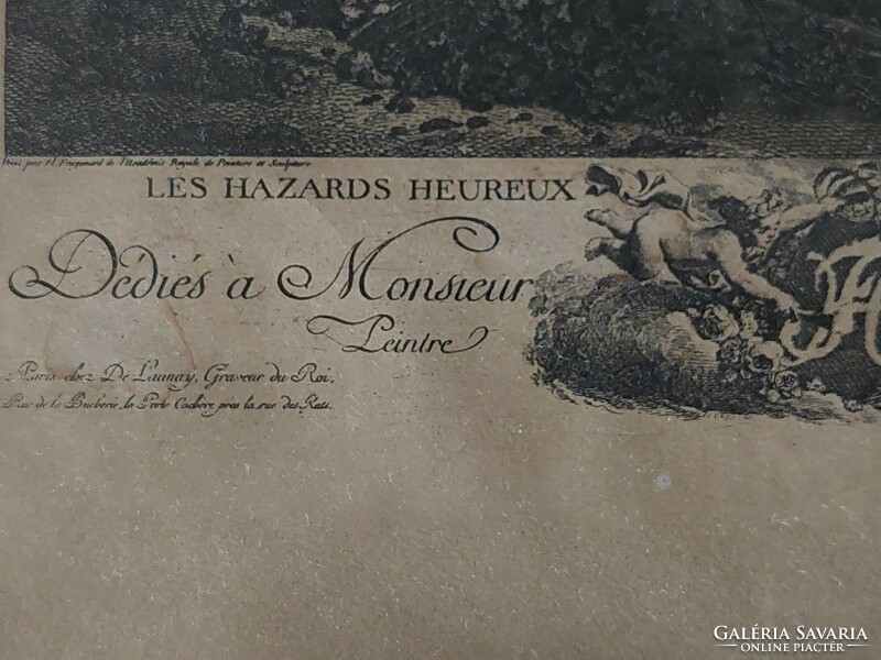 Francia nyomat hintázó - rokokó nemesi  hölgy 1900 as évek eleje 41 x 31 cm