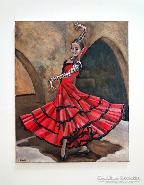 Kortárs festmény. Címe: Flamenco