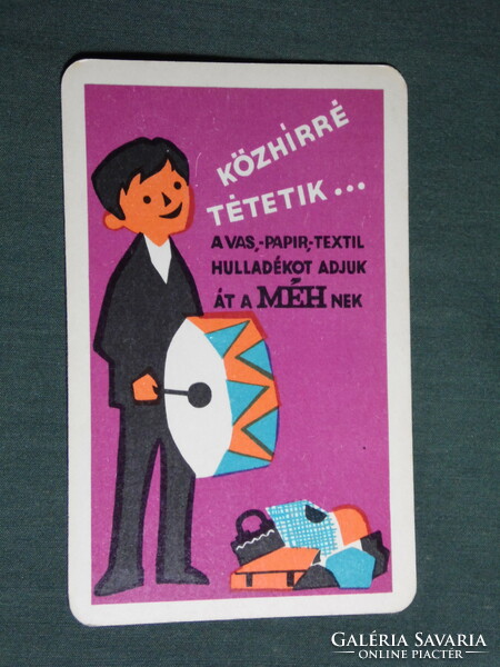 Kártyanaptár, MÉH hulladék kezelő vállalat ,grafikai rajzos,1966
