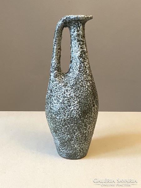 Painted retro ceramic jug vase with gray ragged glaze 35.5 Cm
