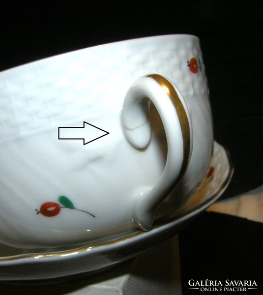 Herendi csipkebogyó mintás teáskészlet - 6 csésze aljával