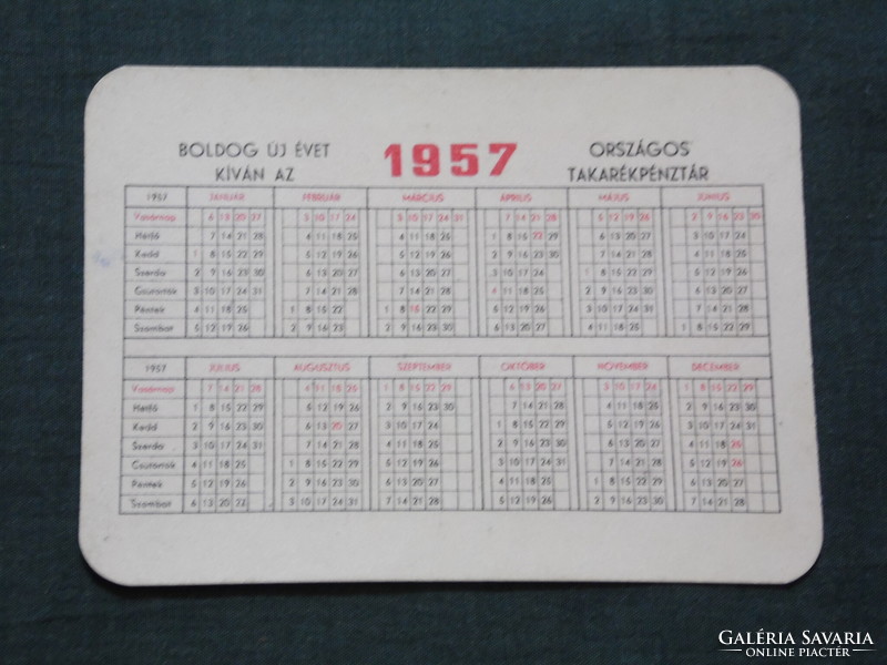 Card calendar, otp savings bank, deposit book, 1957