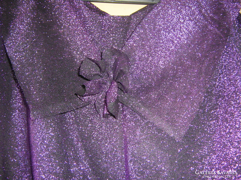 Vintage stílusú női kétrészes lila csillogó ruha