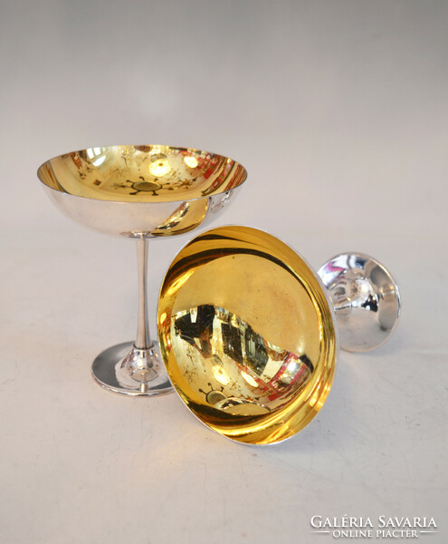 Silver champagne glass / ice cream goblet in pair