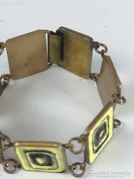 Vintage design artisan fire enamel necklace and bracelet set - 04892