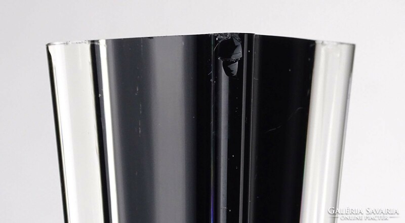 1O980 Nagyméretű mid century fekete üveg váza szálváza 40 cm