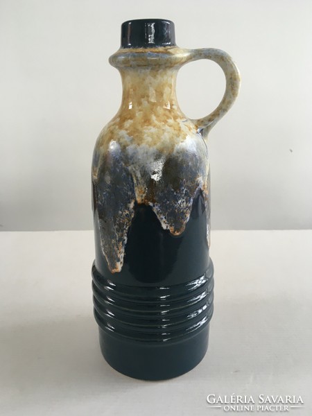 Retro, német, mid-century modern VEB Haldensleben égetett mázas kerámia váza