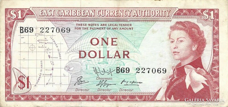 1 Dollar 1965 Eastern Caribbean States 9. Signo