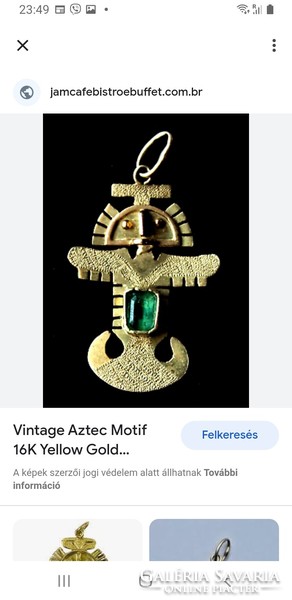 Smaragddal díszített ezüst inka totem amulett medál