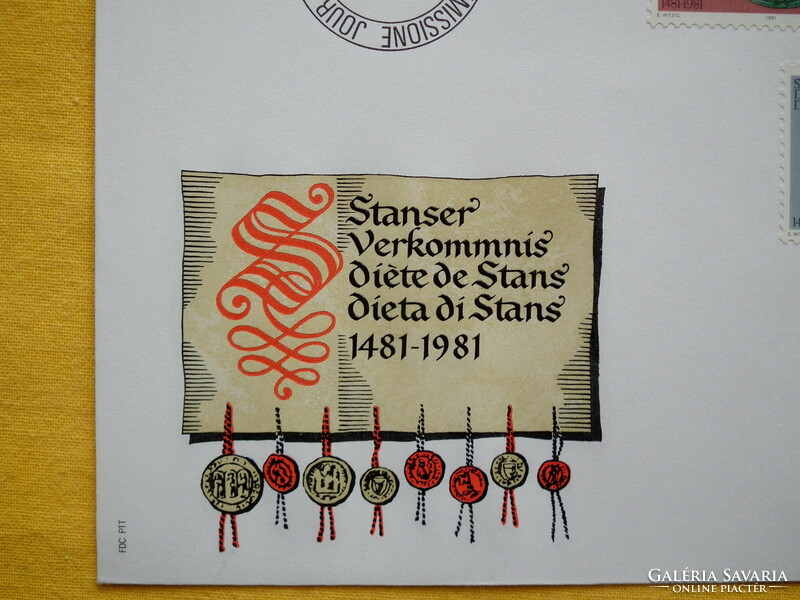 1981. Svájc FDC - Freiburg 500 éves - A Stanser Egyezmény: Solothurn és Freiburg csatlakozása