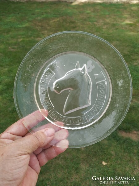 Glass bowl, decorative bowl with horse head pattern, centerpiece for sale!