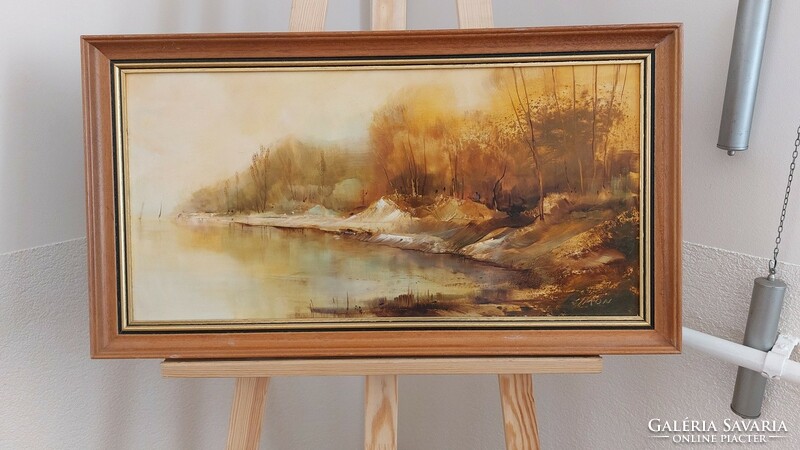 (K) simon jános landscape painting 66x36 cm with frame