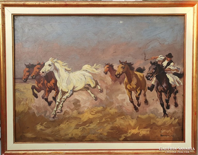 Benyovszky István / Vágtató lovak a Hortobágyon
