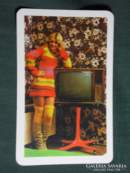 Card calendar, savings association, erotic female model, television, 1978