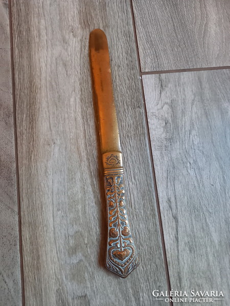 Hatalmas antik réz levélbontó kés (29,4x4 cm)