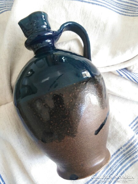 Kerámia váza, korsó - mázasan, türkiz / kézműves jelleggel