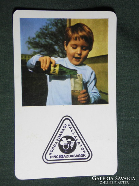 Kártyanaptár,MÁRKA üdítő italok,borgazdasági pincegazdaságok,kisgyerek, 1975