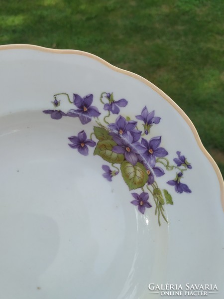 Zsolnay porcelain large deep plate with violet pattern for sale!