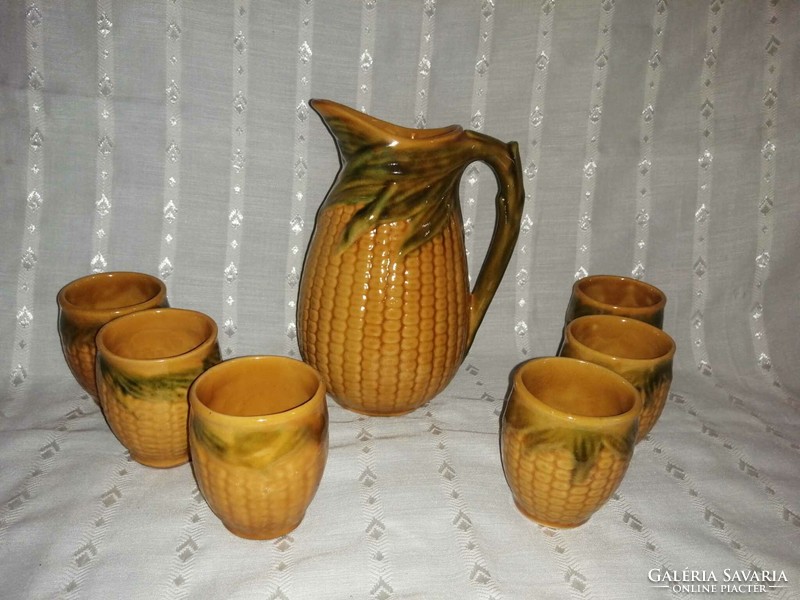 Magyarszombatfai corn pattern ceramic wine set (a2)