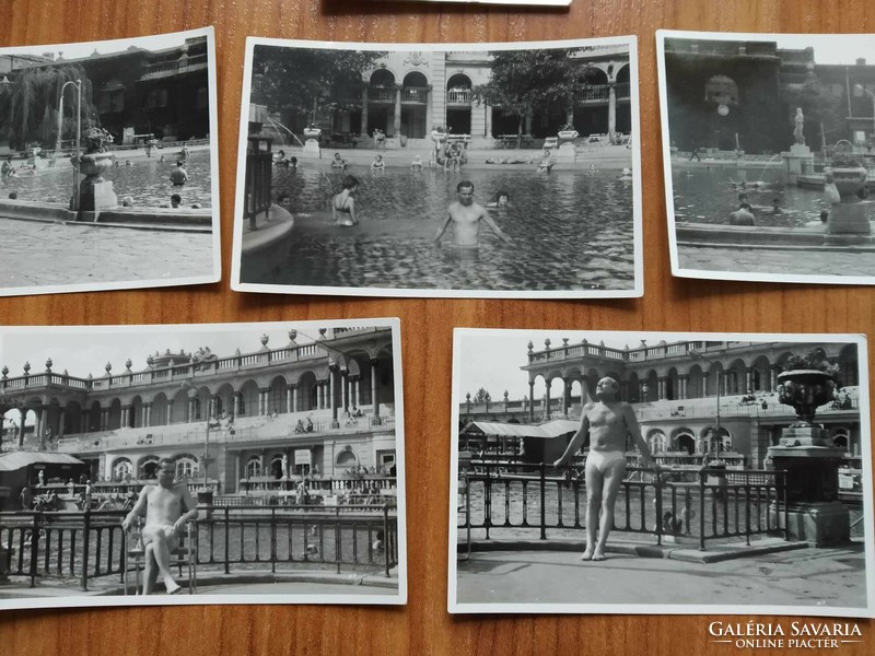 8 db kisméretű fotó egyben, Budapest, Széchenyi gyógyfürdő, 1965-1970 év közötti