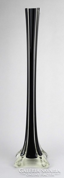 1O980 large mid century black glass vase fiber vase 40 cm
