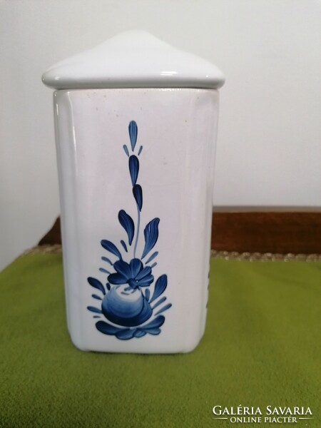 Ceramic spice holder, blue folk motif