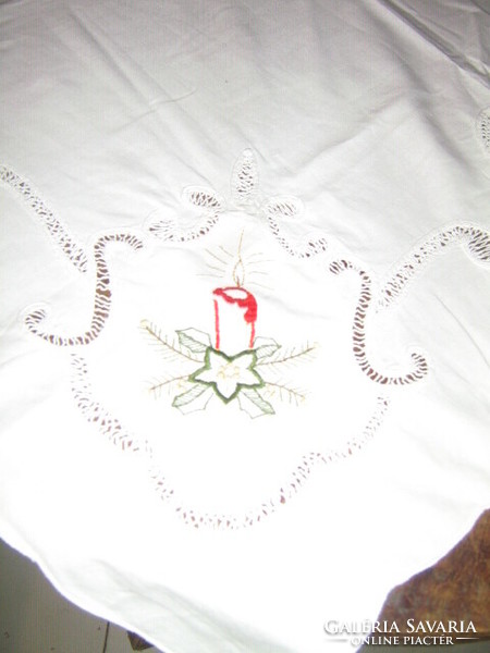 Wonderful Christmas ribbon embroidered tablecloth