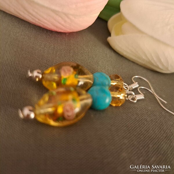 Murano glass and turquoise earrings 5 cm