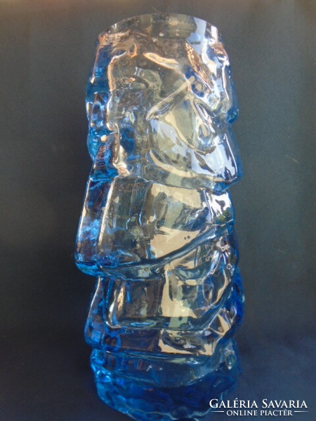 Vintage Art Glass Vase abstract Exbor  Czech 1964-66 közel 2000 gramm